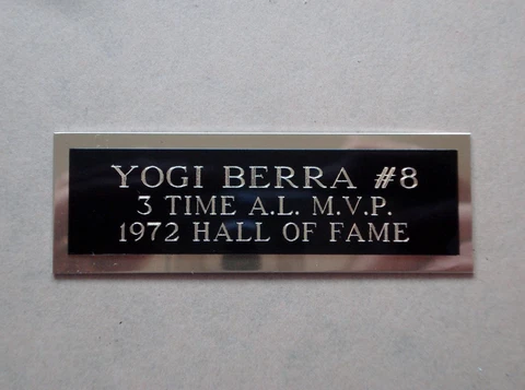 Yogi Berra Baseball Card Plaque or Baseball Ball Cube Nameplate 1" X 3" Cover