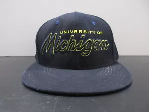 Michigan Wolverines Hat Cap Snap Back Black Yellow College Football Script Mens - Picture 1 of 8