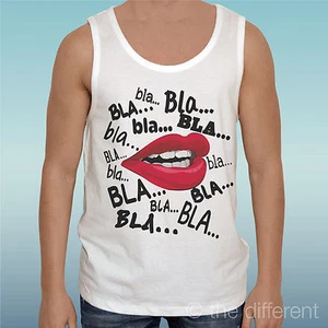 CANOTTA T-SHIRT LABBRA ROSSE CHIACCHIERE BLA BLA IDEA REGALO ROAD TO HAPPINESS - Foto 1 di 1