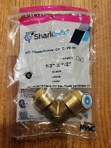 SharkBite 1/2-Inch 90-Degree Elbow, Push-to-Connect, PEX, Copper, CPVC - Picture 1 of 2