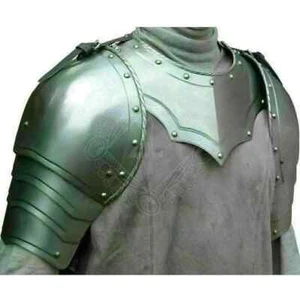Medieval knight Armor Pair of pauldrons & gorget shoulder Armor Halloween 18Gg - Picture 1 of 4