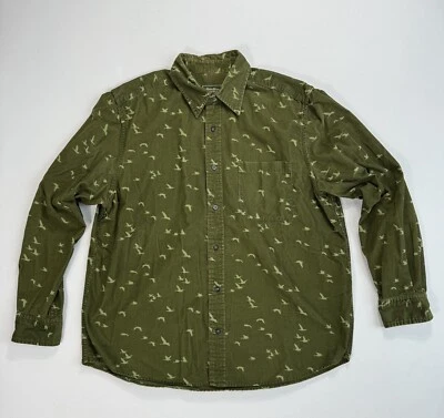 Camisa Eddie Bauer Para Hombre Grande Pana Botón Estampado de Pájaros Aire Libre Senderismo Campamento Foto 1 de 4