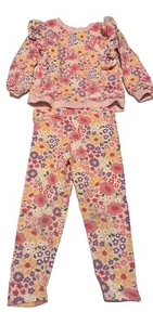 H&M Baby Girl 2 Piece Flower Printed Sweatsuit Size 4T Good Condition - Picture 1 of 4