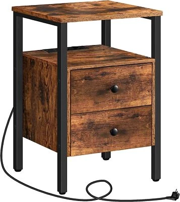 HOOBRO Nachttisch Couchtisch mit Steckdosen und USB-Anschlüsse Beistelltisch  - Bild 1 von 4