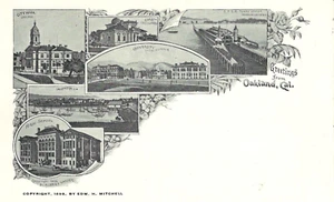 Private Mailing Card. 'Greetings Oakland.' Multi-Views. 6 Views. Greyscale. UNP - Picture 1 of 2