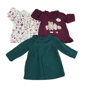 George Baby Girls 3pc Tops Set – Floral & Animal Print, 3–6M Mauve/Teal - Picture 1 of 10