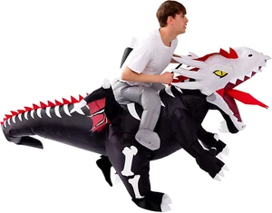 Inflatable Costume for Adult, Dragon Skeleton Air Blow up Costumes, Ride on Delu - Picture 1 of 8