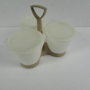 Tupperware Vintage Condiment Caddy 757- 4 Lids & Carrier - Picture 1 of 5