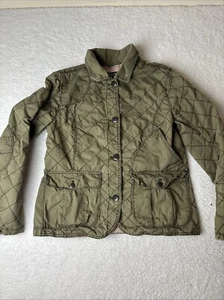 EDDIE BAUER Womens Olive Green Quilted Barn Coat Chore Hunting Jacket M - Picture 1 of 9