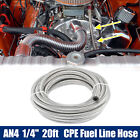 20ft 4AN 1/4" Universal Braided Stainless Steel CPE Oil Fuel Gas Line Hose New