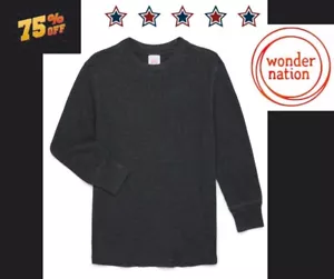 Suéter Wonder Nation Boys M 8 Top Térmico Mangas Largas NEGRO Cuello Redondo - Imagen 1 de 10