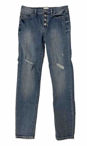 RSQ Girls Button Fly Mid Rise Ankle Blue Jeans Distressed Girls Size 16 - Picture 1 of 7