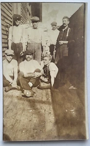 VTG 1920s RPPC GROUP OF MEN DOCK OR RAILROAD LABORERS WORKERS IMMIGRANTS ? - Picture 1 of 2