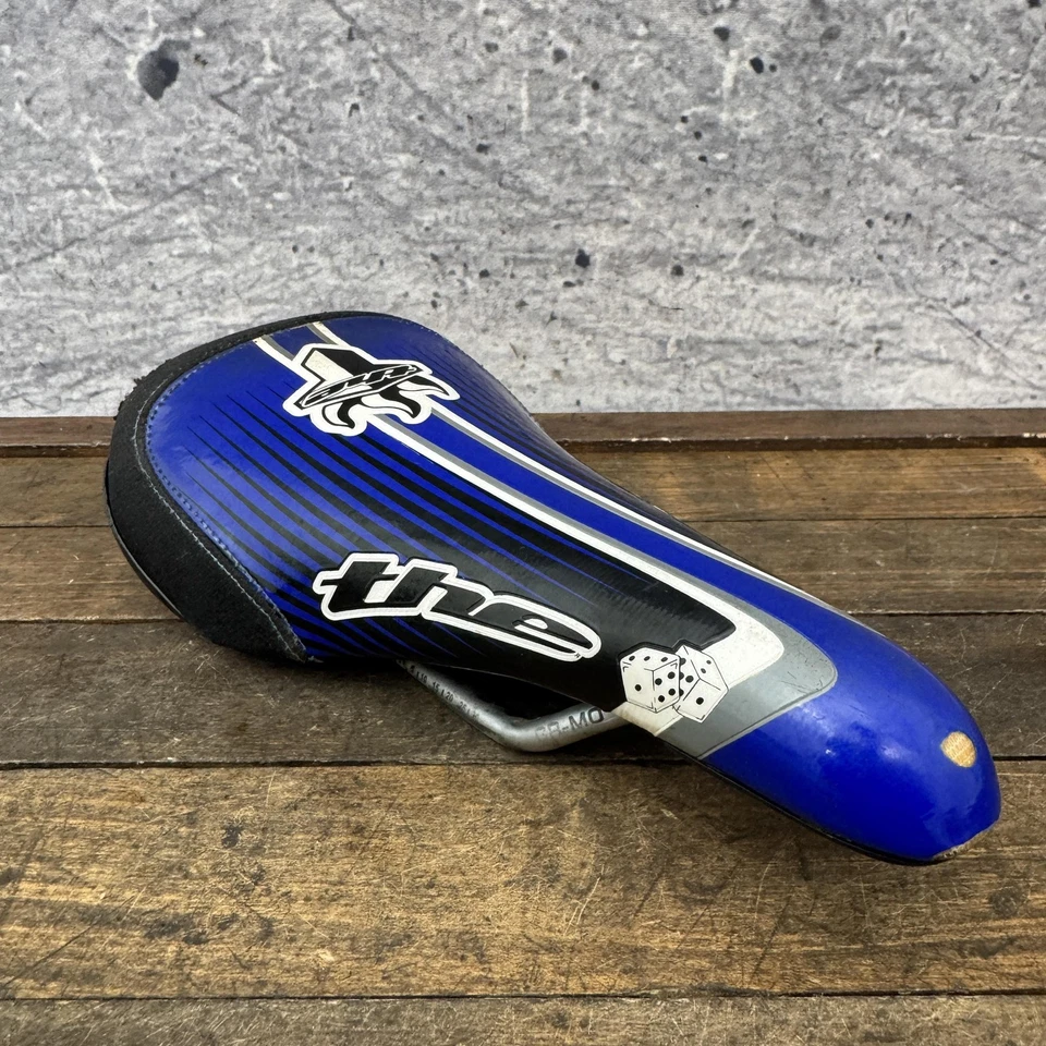 THE BMX Bike Saddle Seat Blue Black Velo Chromoly Rails Padded Race Freestyle - Image 1 of 4