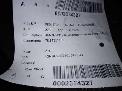 Audio Equipment Radio Opt US8 Fits 09-12 ENCLAVE 396441 - Image 1 of 4