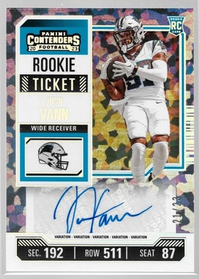 2023 Panini Contenders #167 Josh Vann Cracked Ice Ticket #/23 - Image 1 of 2
