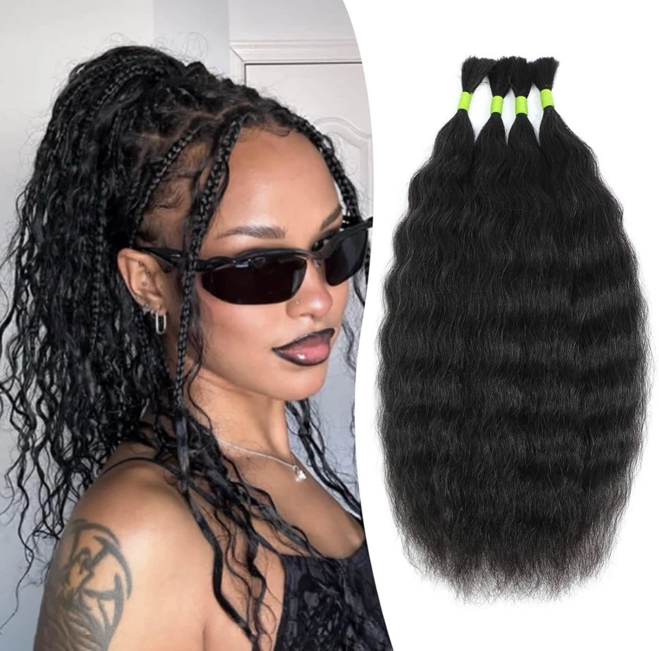 Cabello humano para trenzar trenzas boho 4 paquetes 100 g 18 pulgadas Foto 1 de 4