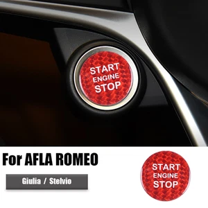 Pegatina de fibra de carbono para botón de parada de arranque de coche para Alfa Romeo Stelvio Giulia - Imagen 1 de 7