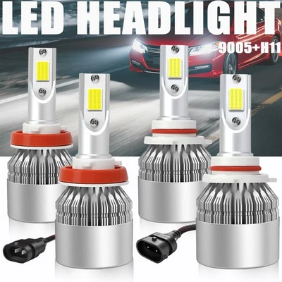 9005 H11 Kit de faros LED Combo Bombillas 10000K haz alto y bajo blanco súper brillante Foto 1 de 4