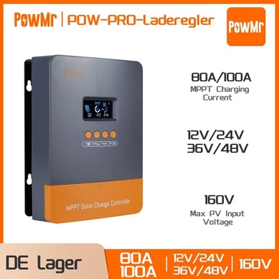 PowMr 80A 100A Solar Laderegler MPPT PWM Ladegerät Regler 12V 24V 48V PV 160V - Bild 1 von 4