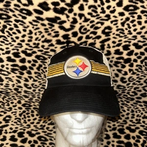 Pittsburgh Steelers Fanatics Center Stripe Trucker Adjustable Hat - Black white - Picture 1 of 11