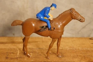 Antique Vintage Hard Plastic Wind-up Jockey Horse Toy Parts Repair - Picture 1 of 4