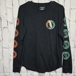 Camisa gráfica manga larga Abercrombie and Fitch para hombre talla M negra verde naranja - Imagen 1 de 11
