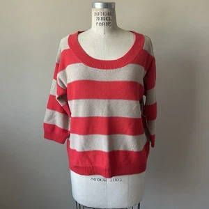 Maglione a righe Old Navy beige e rosso taglia large oversize manica a quarto nuovo con etichette - Foto 1 di 3