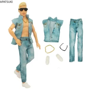 Ensemble de vêtements mode film pour poupées Ken tenues haut bleu pantalon blanc chaussures - Photo 1/3