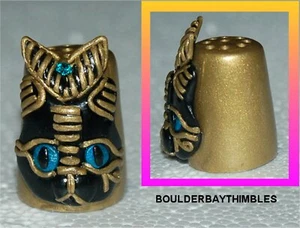 BOULDER BAY Hand Crafted Thimble #142 ANCIENT EGYPTIAN CAT GOD on BRONZE - Picture 1 of 1