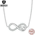 Bisaer 925 Sterling Silver Infinite Love Pendant Necklace For Women Jewelry 45cm