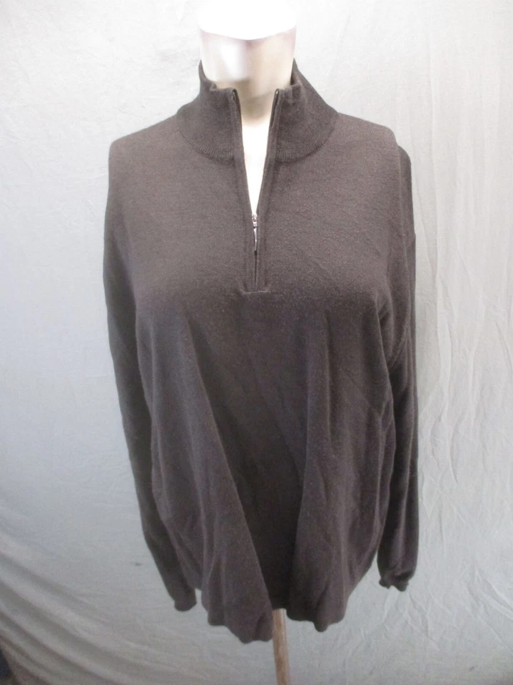 TOSCANO Size XL Men Brown Merino Wool Blend 1/2 Zip Stand Collar Pullover 855 - Image 1 of 4