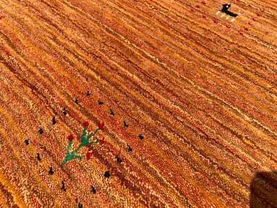 9x12 MINIMALIST HANDMADE RUG GABBEH TRIBAL handwoven vintage rust orange 9x11 ft - Image 1 of 4