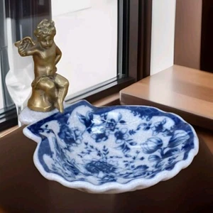 Schale Porzellan Bronze Engel Muschel Seifenablage Seifenschale Gebäckschale Neu - Bild 1 von 7