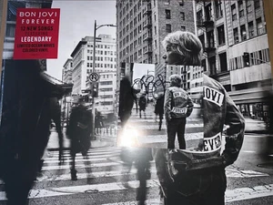 BON JOVI - FOREVER - STORE EXCLUSIVE OCEAN WAVES VINYL + SIGNED PROMO ART CARD - Picture 1 of 4