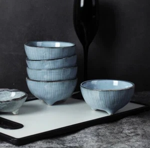 4 pcs Japanese handmade retro rice bowl soup snack vintage salad fruit ceramic - Picture 1 of 17