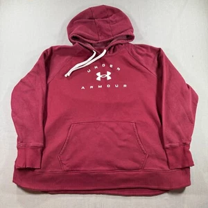 Under Armour Rival Fleece Logo Hoodie Womens 3X Red Wordmark Fleece Sweatshirt - Picture 1 of 8