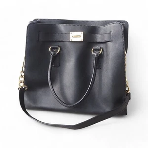 Michael Kors Hamilton Large Saffiano Leather Tote Bag Purse Black / Gold OS - Picture 1 of 11