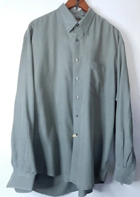 Camisa de Vestir Roberto Villini XL 17 1/2 44/46 100% Algodón Cuello Verde Oliva Foto 1 de 4