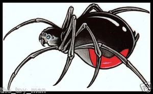 BIG BLACK WIDOW SPIDER INSECT~CREEPY SCARY HALLOWEEN COSTUME~TEMPORARY TATTOO - Picture 1 of 10