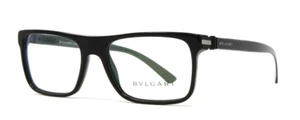 Bulgari Eyeglasses Men's Rectangular Black Plastic Frame 53mm BV3028-501 NEW! - Picture 1 of 5