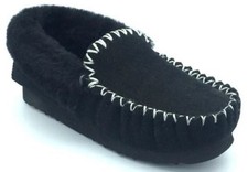 Genuine AUSTRALIAN SHEEPSKIN Moccasins Slippers BLACK 4-13 Ugg Moccasin Mocassin