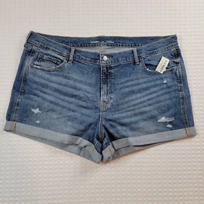 Новый с Ярлыками Old Navy женщин бойфренд состаренный середины подъема с манжетами 3» Jean шорты размер 18 - Изображение 1 из 4