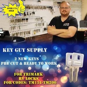 TM151 - TM200 KEY. 2 Trimark RV Lock Keys, Pre Cut To Code. Licensed Locksmith. - Picture 1 of 5