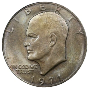 1971 Eisenhower Dollar PCGS MS-64 Monster Two Sided Toning Toned Ike - Picture 1 of 7