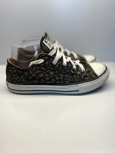 Converse Star Juniors Kids Sz 3 Low Shimmer Leopard Cheetah Animal Print 640469F - Picture 1 of 10