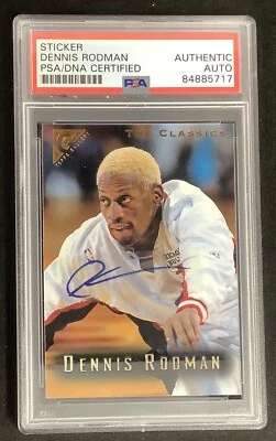 Dennis Rodman Signed 1996 Topps #90 Card Sticker Basketball￼ Autograph PSA/DNA - Image 1 of 2