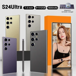 S24 Ultra Smartphone 7.3" HD Factory Unlocked Android 7800mAh 8+512GB Dual SIM - Afbeelding 1 van 24