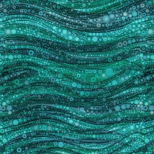 Feline Drive Fabric GIGI IN THE GARDEN Abstract Circles Teal - Sold by the Yard - Picture 1 of 6