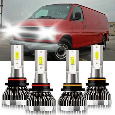 For Chevrolet Express Cargo 2009-2019 4x 6000K LED Headlight Hi Low Beam Bulbs Foto 1 de 4